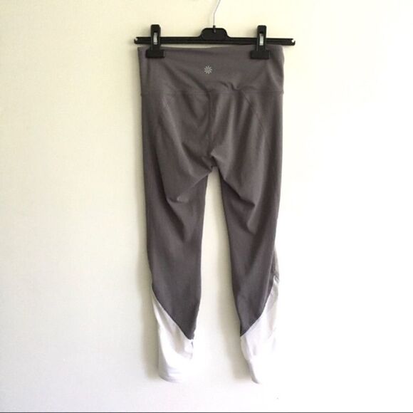 Athleta Colorblock High Rise 7/8 Yoga Gym Leggings Tights Grey White S - Picture 4 of 7